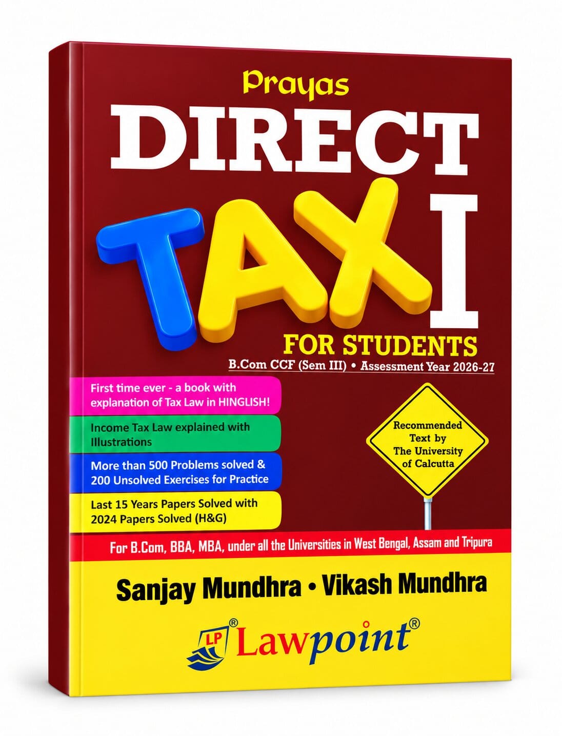 Direct Tax I Book Cover Mockup Prayas Direct Tax 1 A.Y. 2026-27 for B.Com Semester 3 CCF New Syllabus Recomended by the University of Calcutta - Image 1